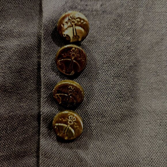 Books Brothers Womens10 Blue linen blend skirt suit lined fancy buttons notched - Picture 15 of 16